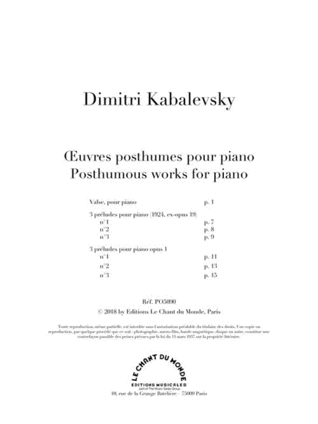 Posthumous Works for Piano