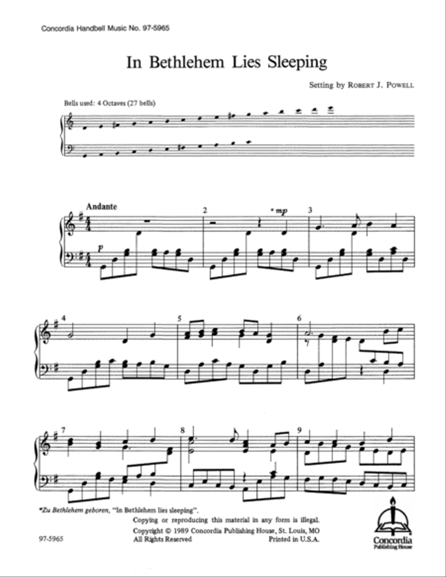 In Bethlehem Lies Sleeping Handbell Choir scores gallery preview page 2
