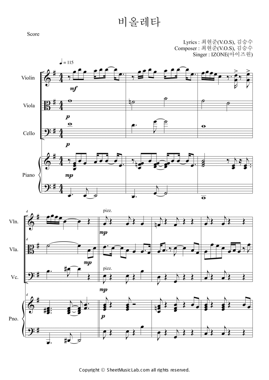 Violeta Piano Quartet scores gallery preview page 1