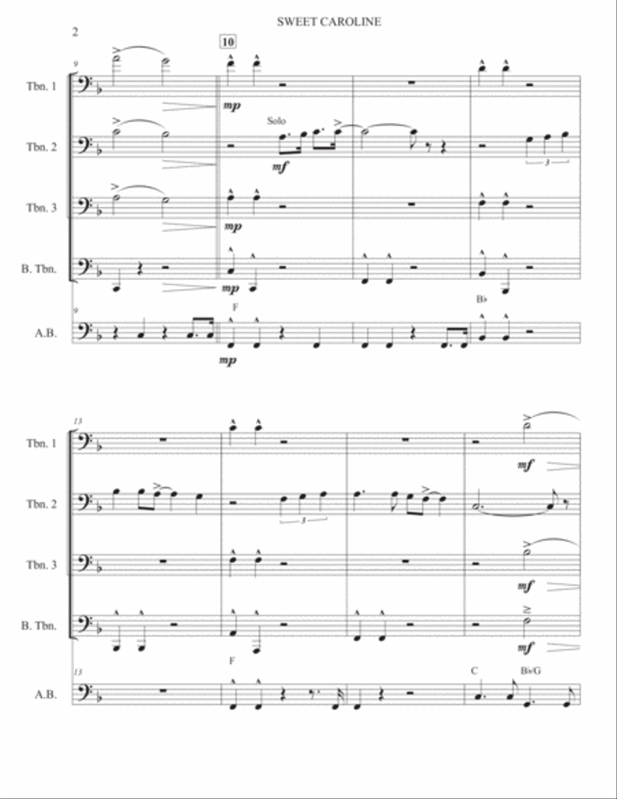 Sweet Caroline Brass Ensemble scores gallery preview page 2