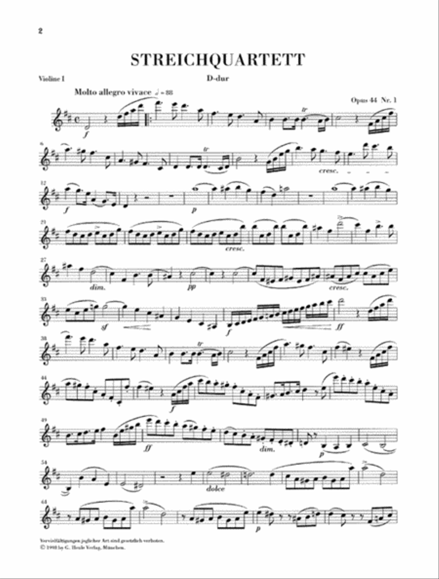 String Quartets Op. 44, No. 1-3 String Quartet scores gallery preview page 3