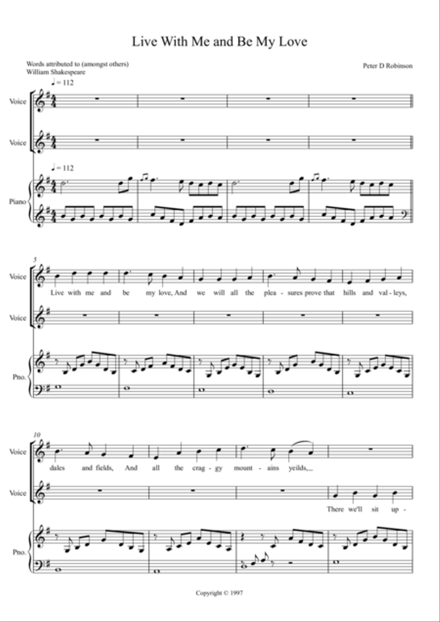 Live With Me and Be My Love Vocal Duet scores gallery preview page 1