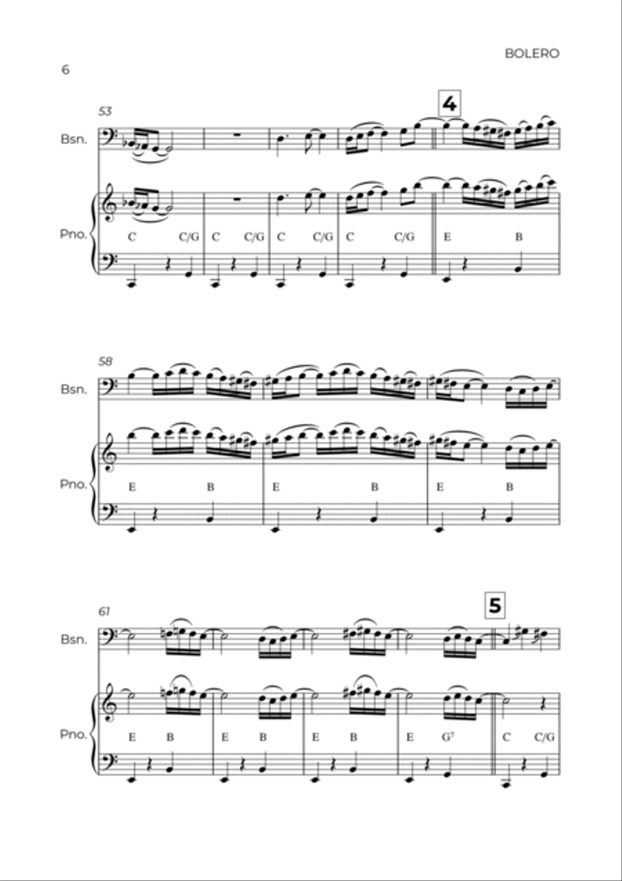 BOLERO - RAVEL - BASSOON & PIANO Bassoon Solo scores gallery preview page 6