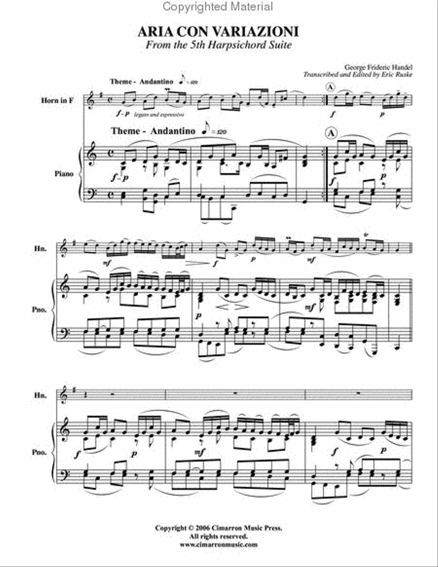 Aria con Variazoni Piano Accompaniment scores gallery preview page 2