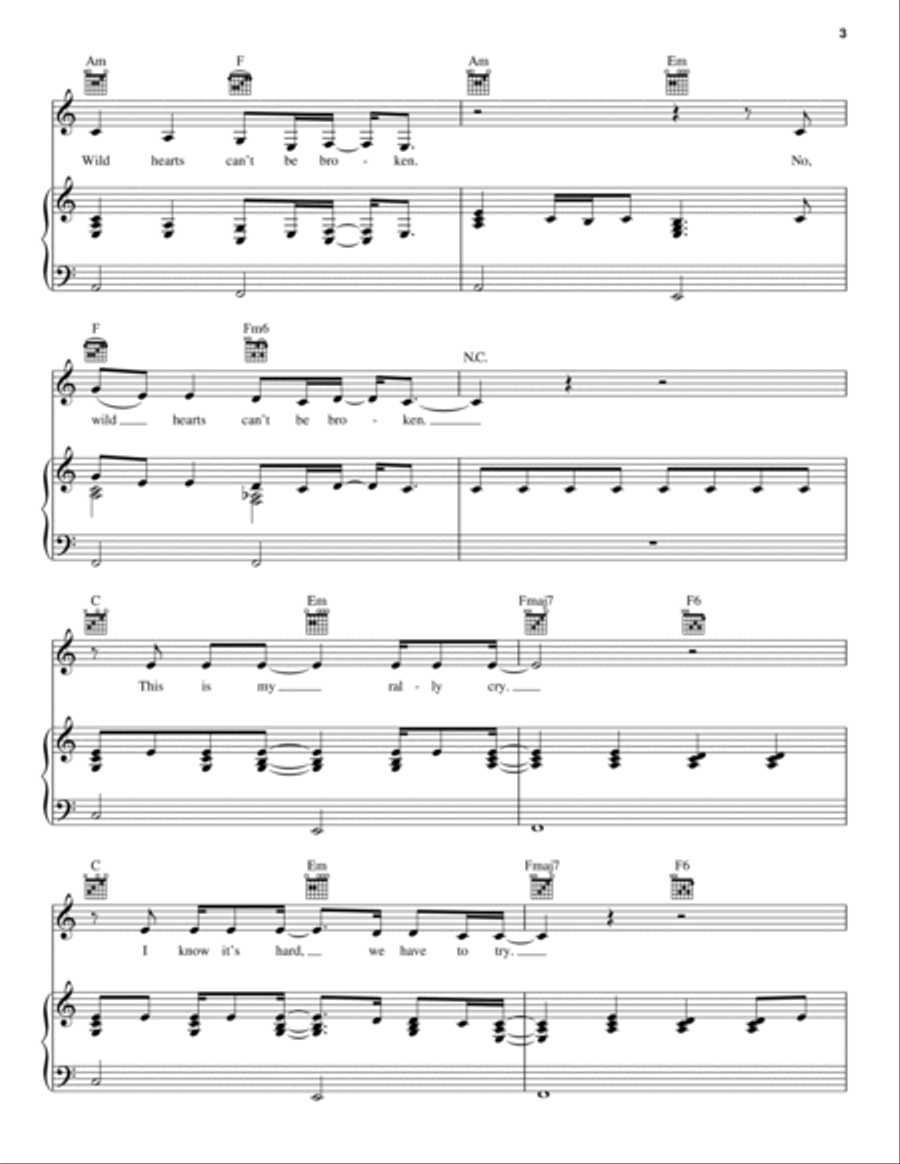Wild Hearts Can't Be Broken Piano, Vocal, Guitar scores gallery preview page 3