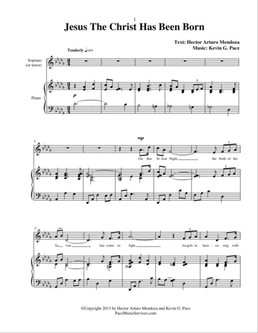 Jesus the Christ Has Been Born - vocal solo with piano accompaniment SA scores gallery preview page 2