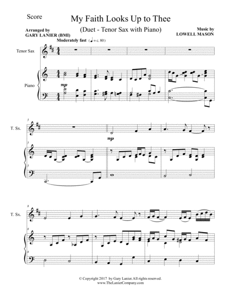 MY FAITH LOOKS UP TO THEE (Tenor Sax & Piano with Score/Part) image number null