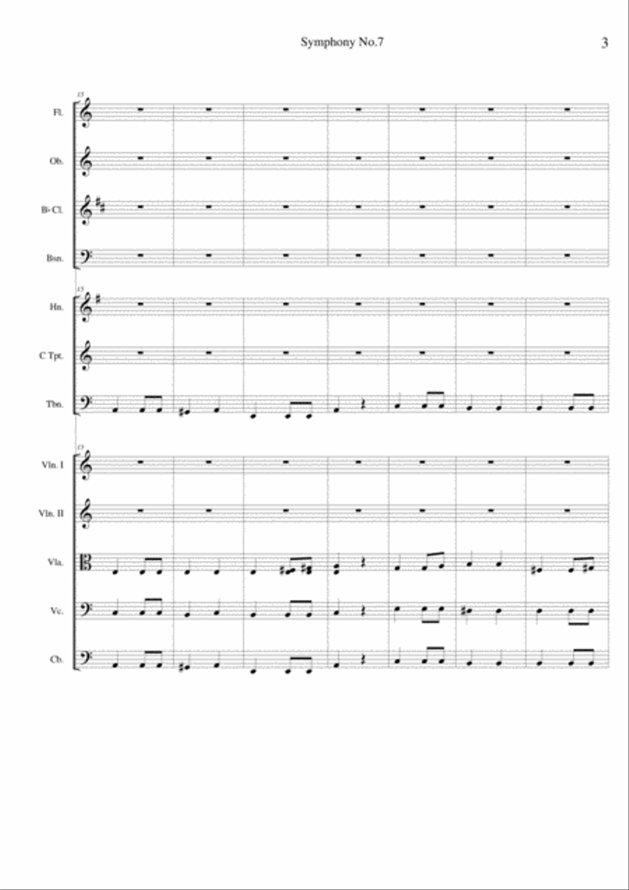 Beethoven's Symphony No 7 2nd Movement - Score and Parts Full Orchestra scores gallery preview page 5