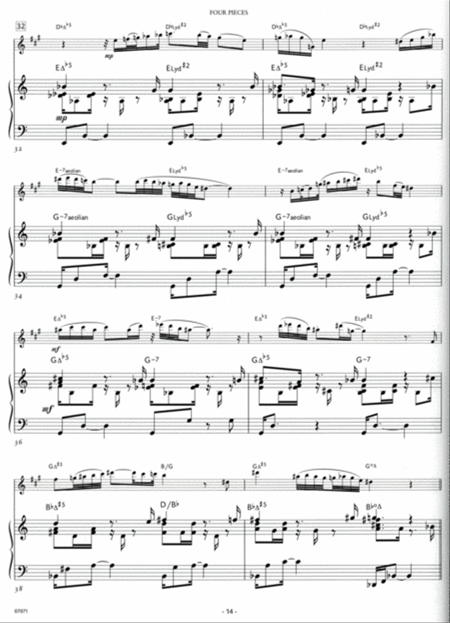 Four Pieces -- Saxophone Four Pieces -- Saxophone Small Ensemble scores gallery preview page 6