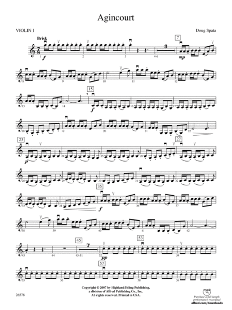 Agincourt: 1st Violin String Orchestra scores gallery preview page 1