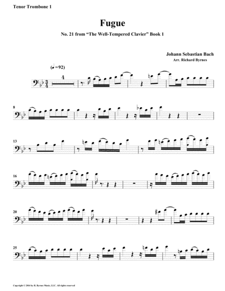 Fugue 21 from Well-Tempered Clavier, Book 1 (Trombone Quintet) image number null