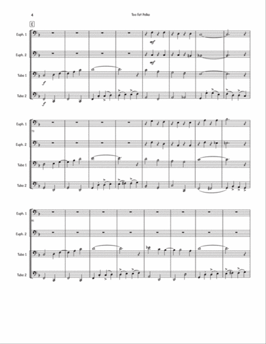 Too Fat Polka (She's Too Fat For Me) Brass Quartet scores gallery preview page 4