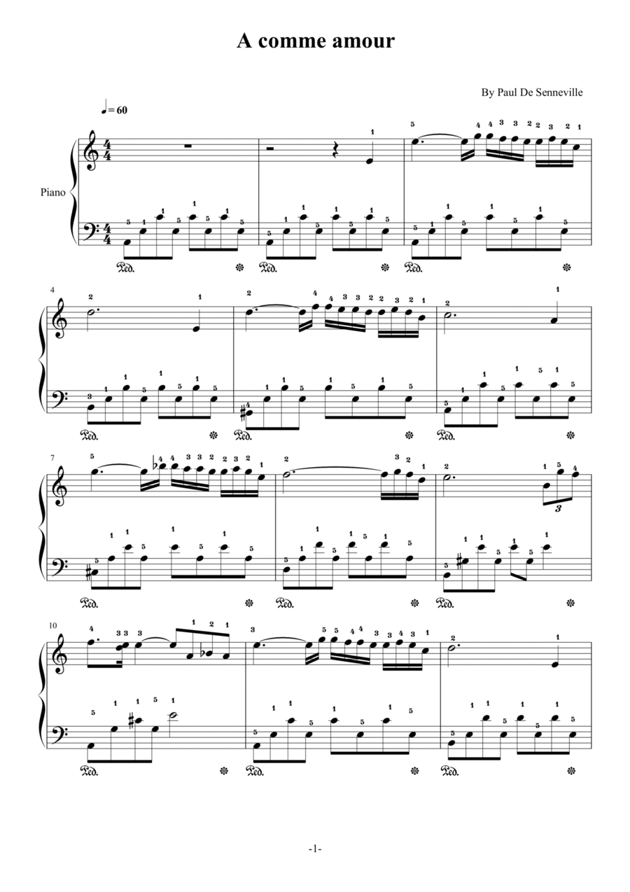 A Comme Amour Easy Piano scores gallery preview page 1