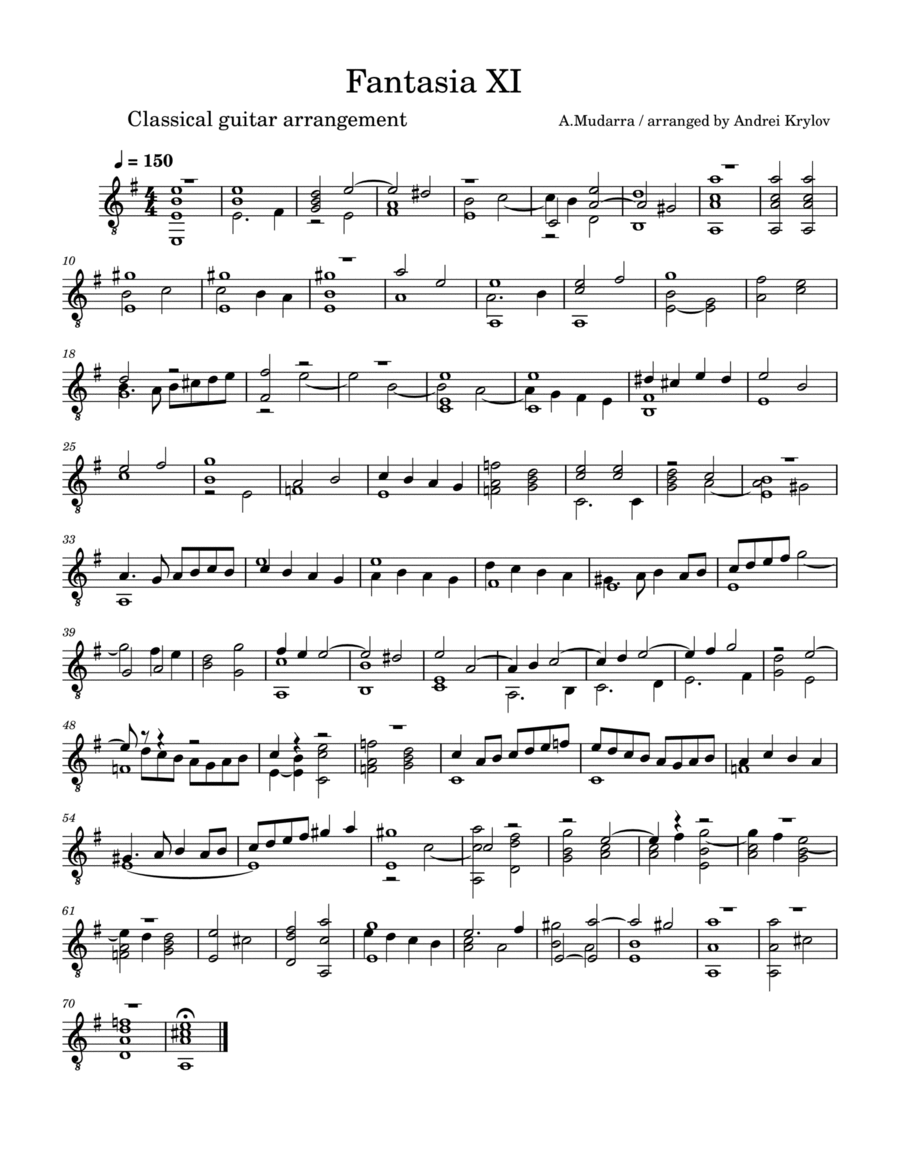 Fantasia XI Fantasia XI Classical Guitar scores gallery preview page 1
