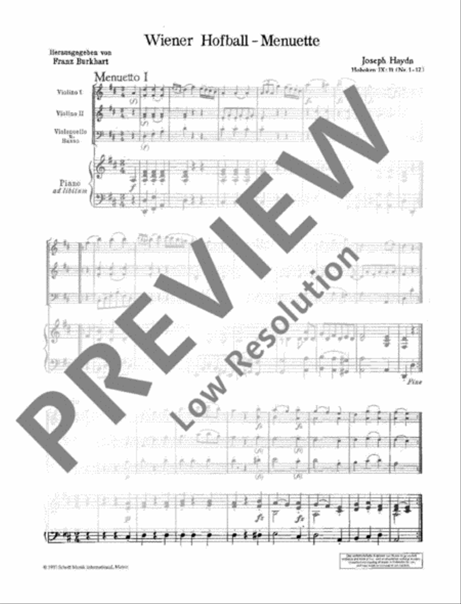 Wiener Hofball-Menuette Cello scores gallery preview page 3