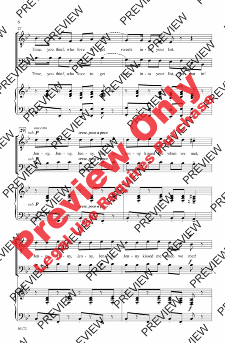 Jenny Kissed Me Men's Choir scores gallery preview page 6