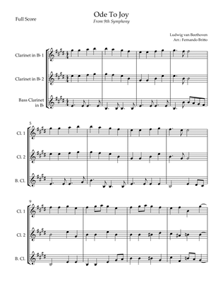 Book cover for Ode To Joy Theme (from Beethoven's 9th Symphony) for Clarinet Trio