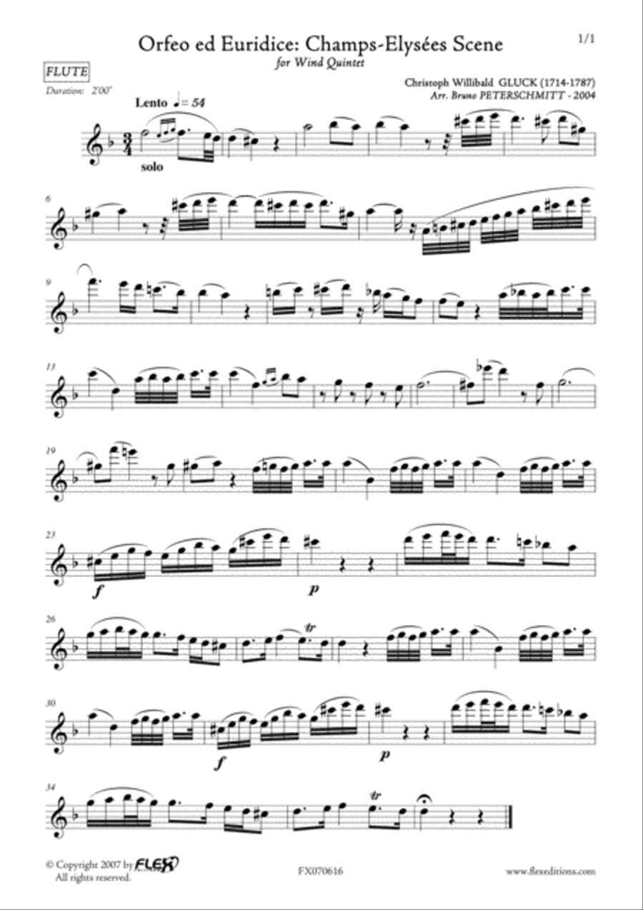 Orfeo ed Euridice - Champs Elysees Scene Woodwind Quintet scores gallery preview page 6