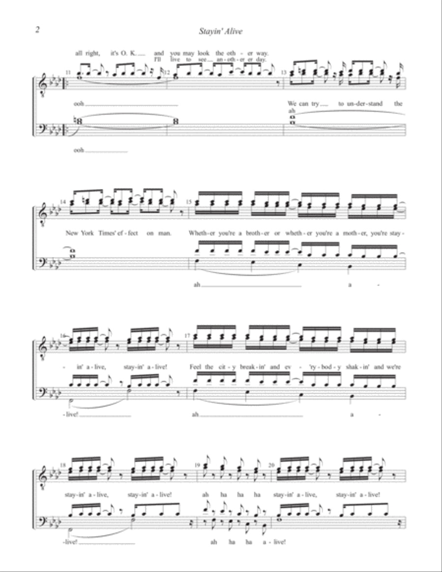 Stayin' Alive from the Motion Picture SATURDAY NIGHT FEVER 4-Part scores gallery preview page 2
