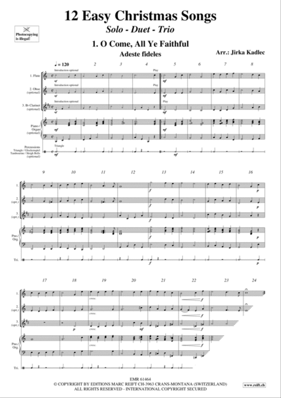 12 Easy Christmas Songs Woodwind Duet scores gallery preview page 3