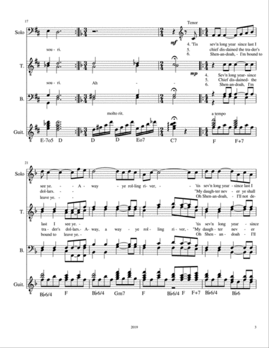 Oh Shenandoah Oh Shenandoah TTBB scores gallery preview page 3
