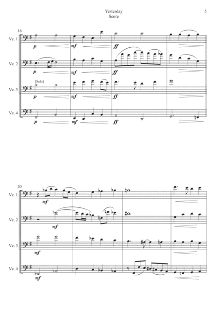 Yesterday Yesterday String Quintet scores gallery preview page 5