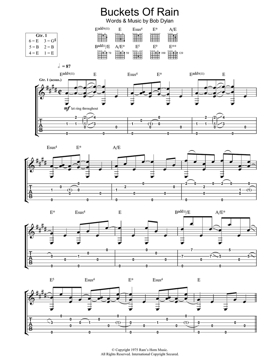 Buckets Of Rain Buckets Of Rain Acoustic Guitar scores gallery preview page 1