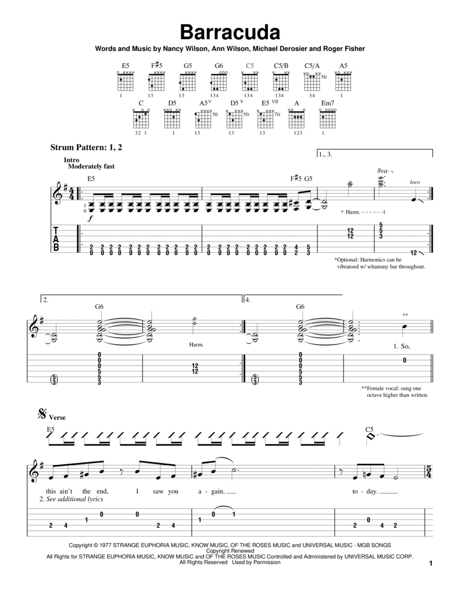 Barracuda Acoustic Guitar scores gallery preview page 1