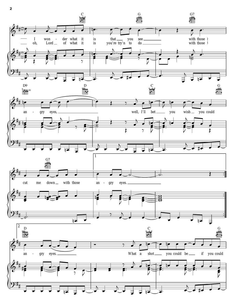 Angry Eyes Angry Eyes Piano, Vocal, Guitar scores gallery preview page 2