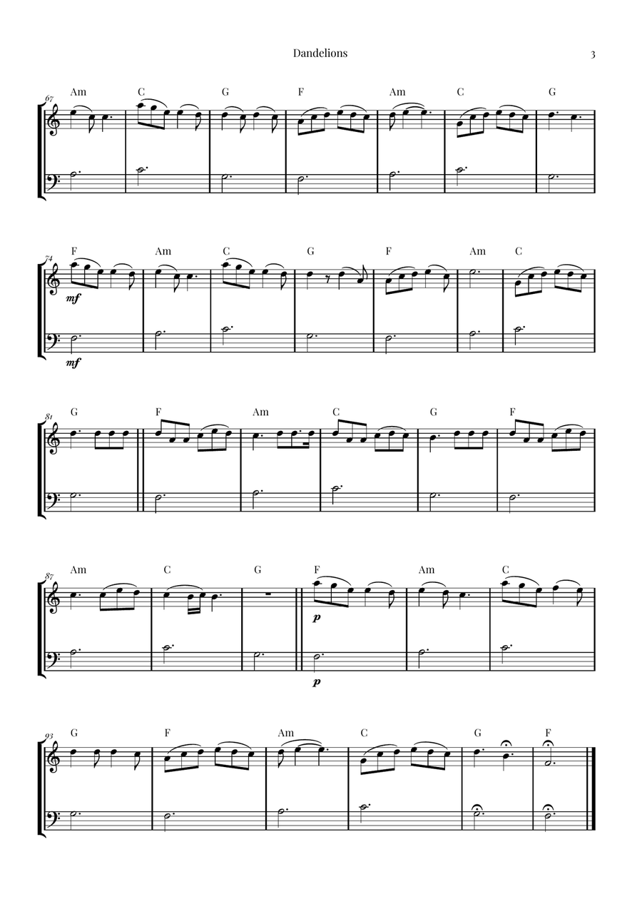 Dandelions String Duet scores gallery preview page 3