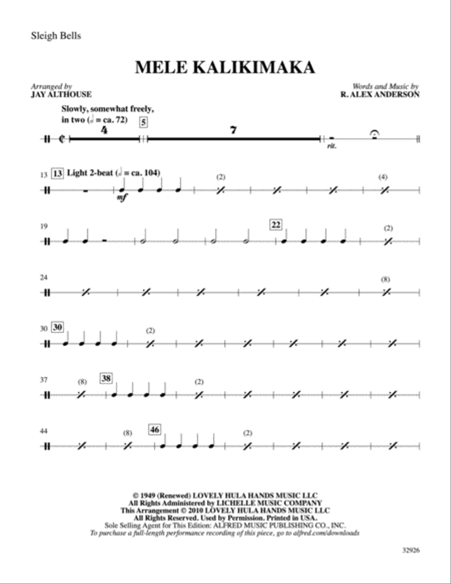 Mele Kalikimaka: 1st Percussion Part scores gallery preview page 1