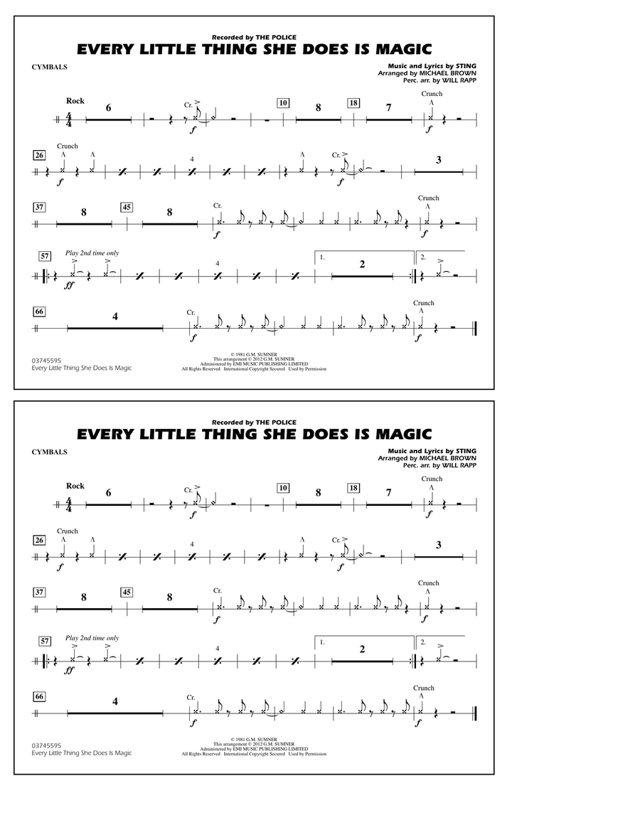 Every Little Thing She Does Is Magic - Cymbals Marching Band scores gallery preview page 1