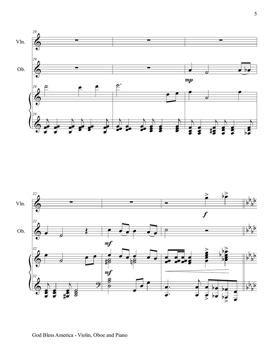God Bless America Oboe scores gallery preview page 6