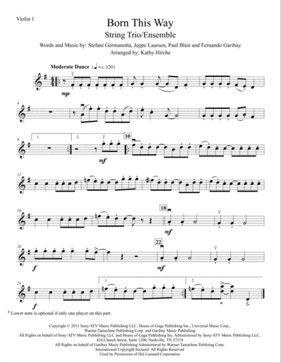 Born This Way String Trio scores gallery preview page 5