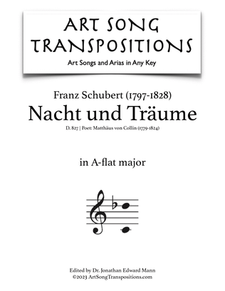 Book cover for SCHUBERT: Nacht und Träume, D. 827 (transposed to A-flat major)