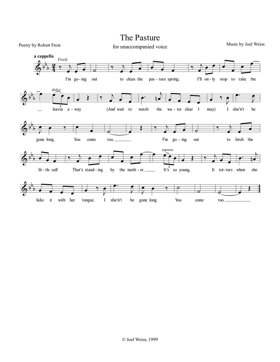 The Pasture Voice Solo scores gallery preview page 1