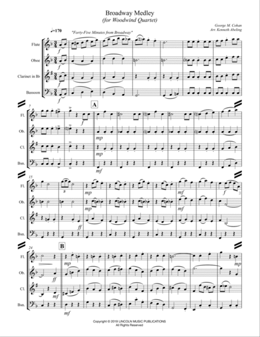 Broadway Medley (for Woodwind Quartet) Woodwind Quartet scores gallery preview page 2