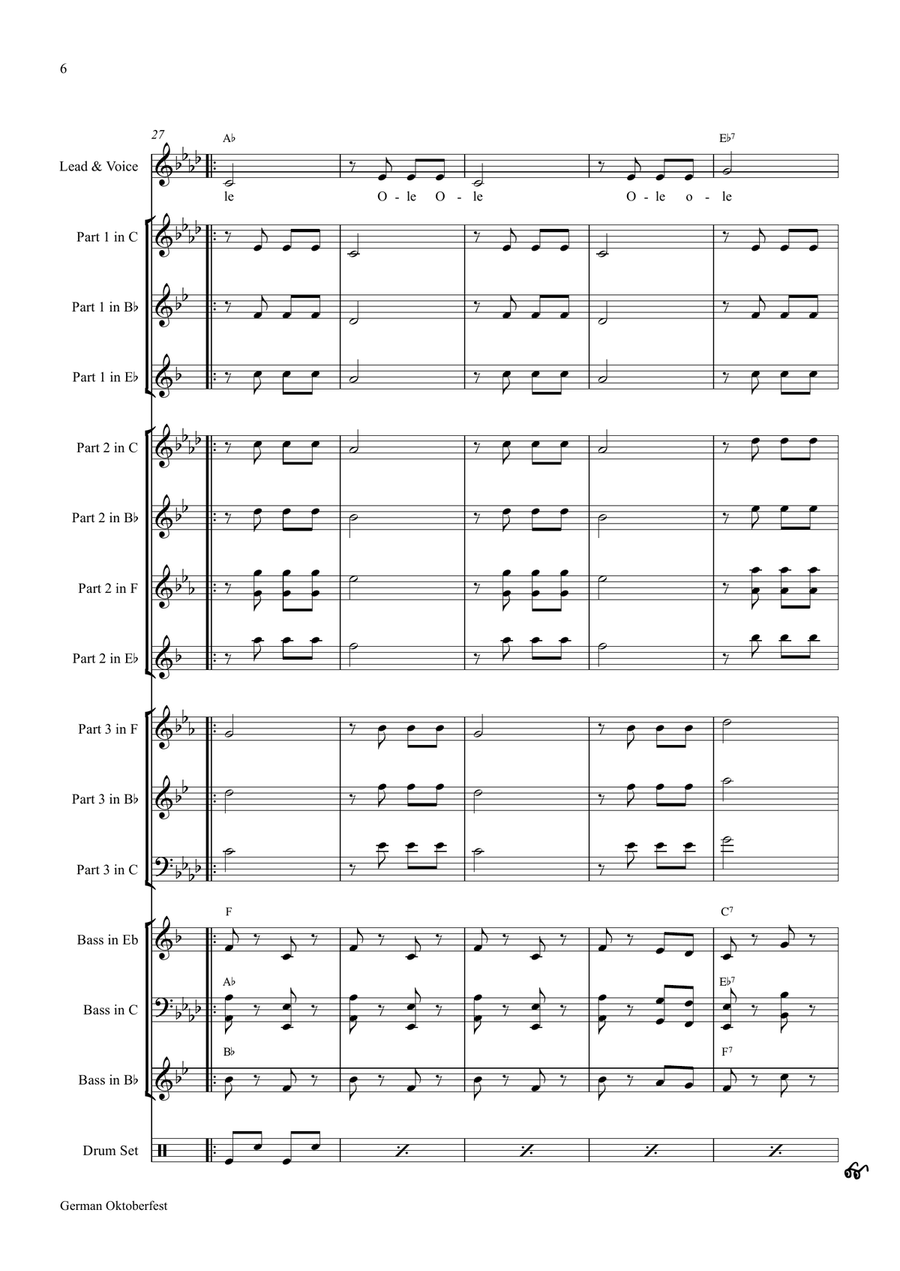 German Octoberfest - 10 Famous German Songs - Multiplay Concert Band scores gallery preview page 6