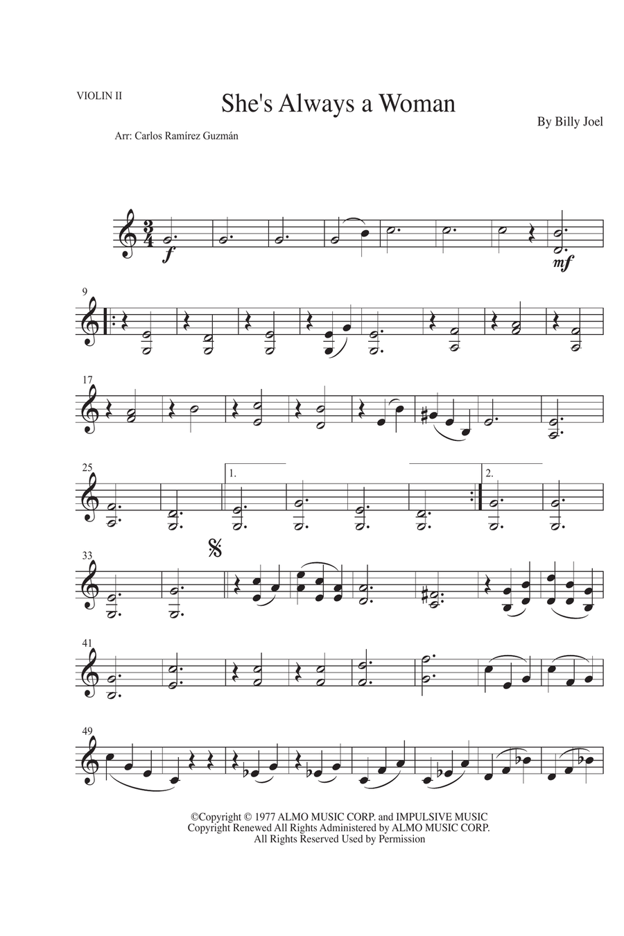 She's Always A Woman String Quartet scores gallery preview page 3