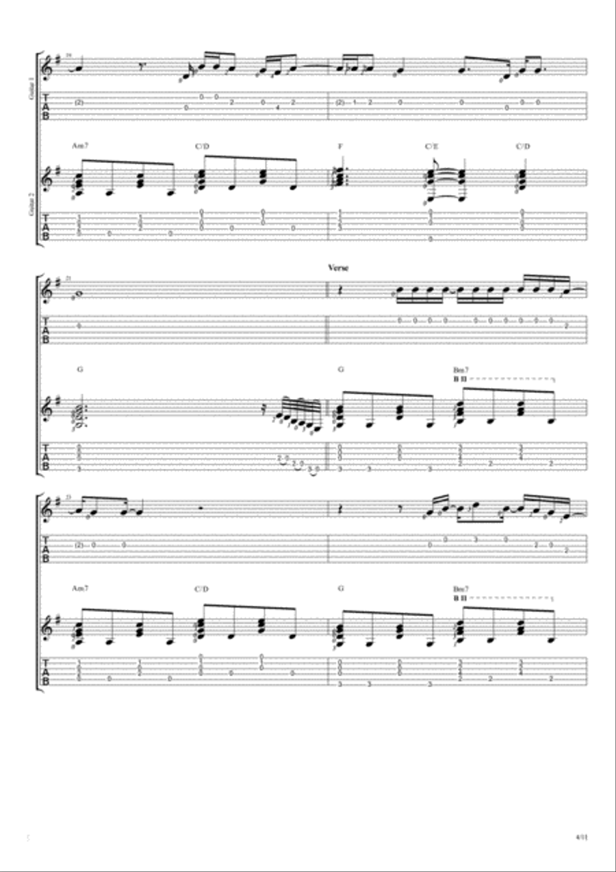 Easy Guitar Tablature scores gallery preview page 4