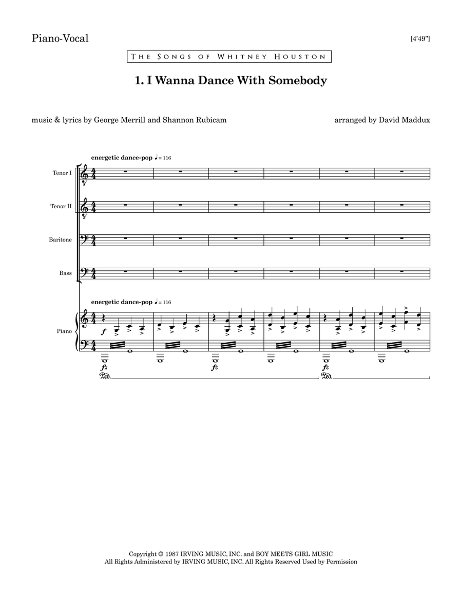 I Wanna Dance With Somebody TTBB scores gallery preview page 1