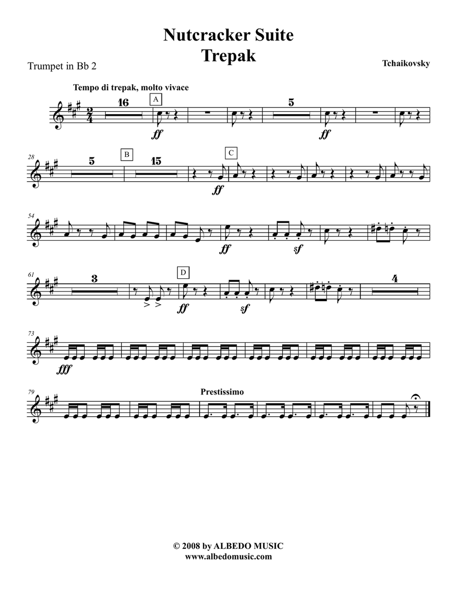 Tchaikovsky Nutcracker Suite - Trumpet in Bb 2 (Transposed Part), Op.71a B-Flat Trumpet scores gallery preview page 3