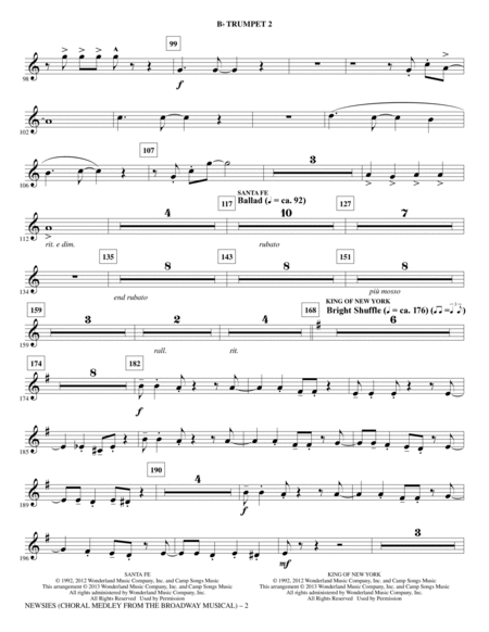 Newsies (Choral Medley) - Bb Trumpet 2