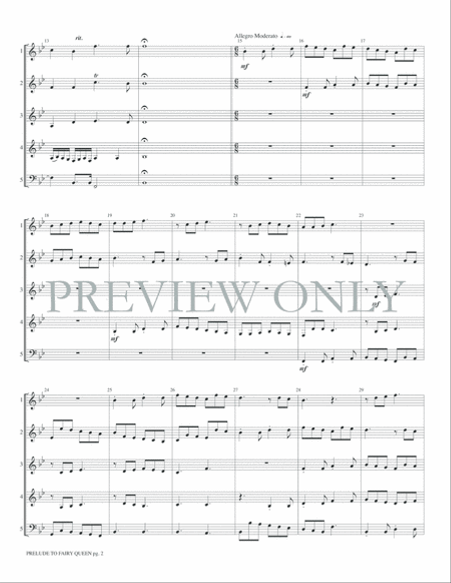 Prelude to Act I from The Fairy Queen Woodwind Ensemble scores gallery preview page 4
