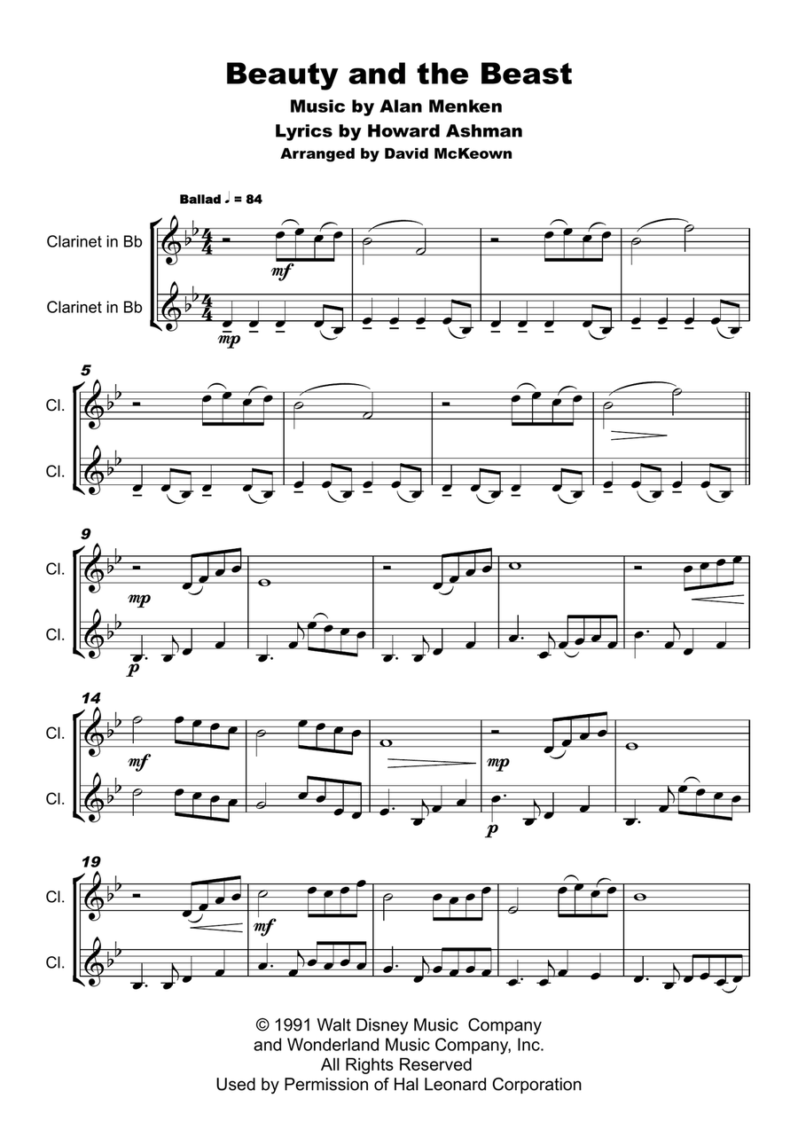 Beauty And The Beast Clarinet Duet scores gallery preview page 2