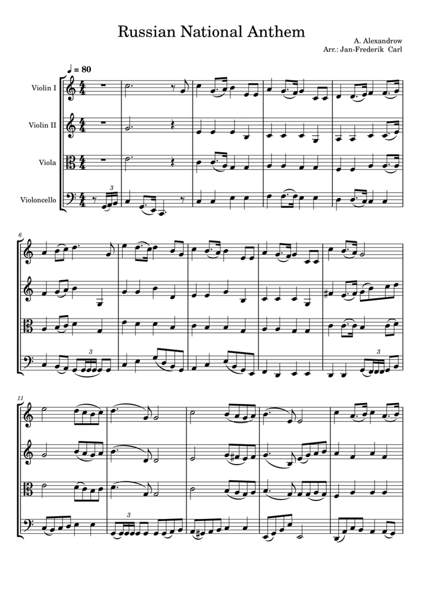 Russian National Anthem (String Quartet) image number null
