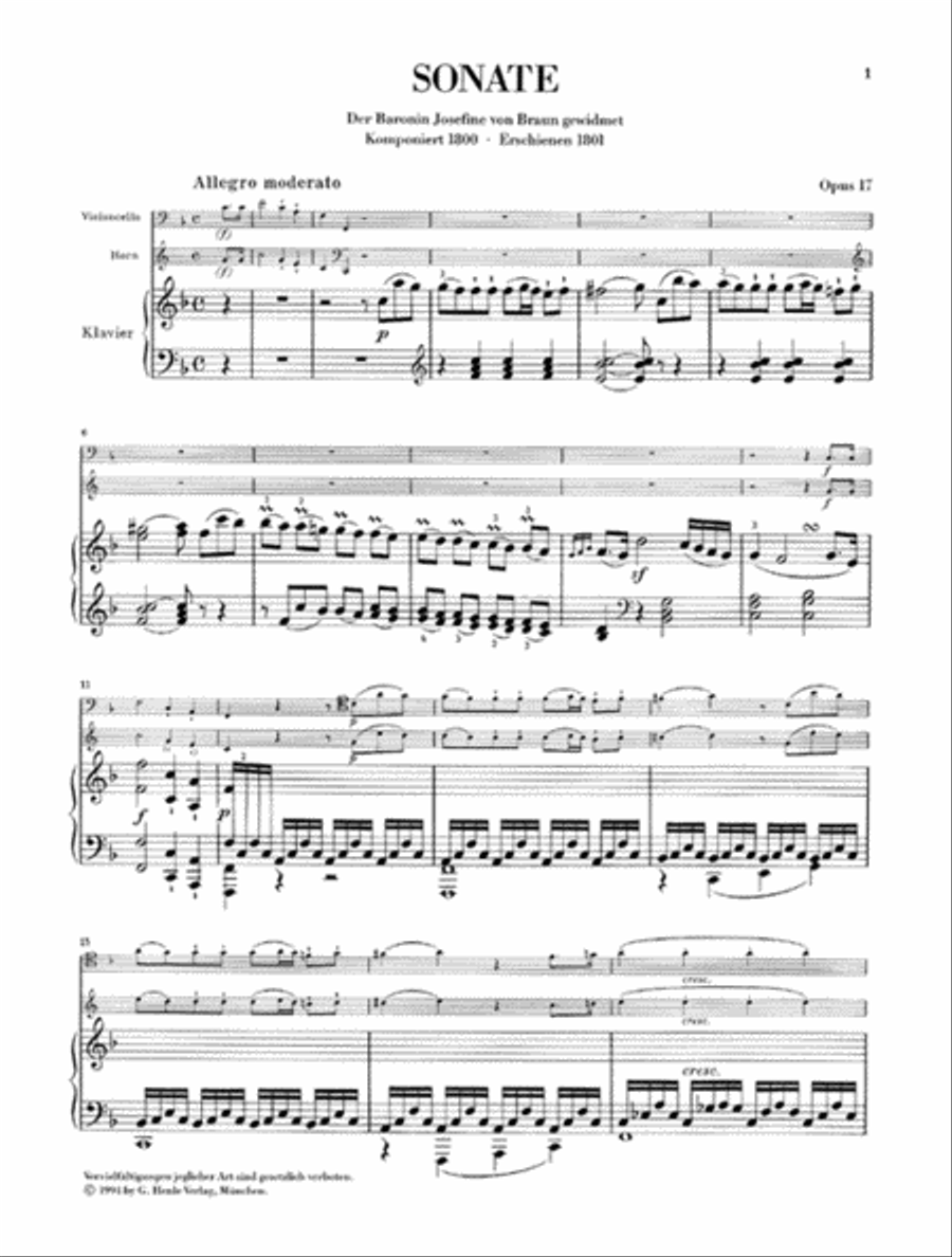 Sonata in F Major for Piano and Horn (or Violoncello) Op. 17 Horn scores gallery preview page 2