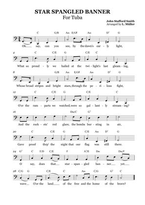 Star Spangled Banner - Tuba with Chords