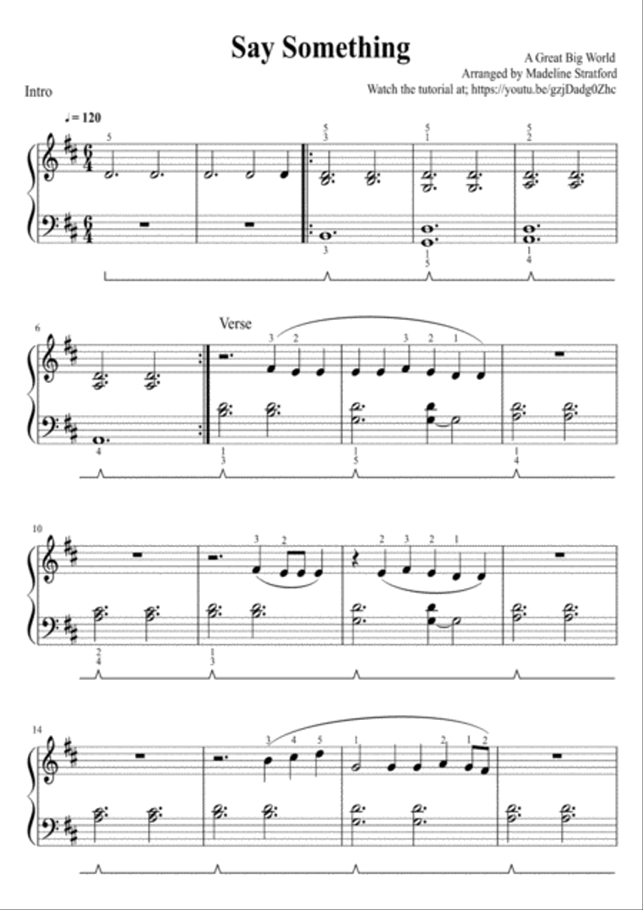 Say Something Easy Piano scores gallery preview page 2