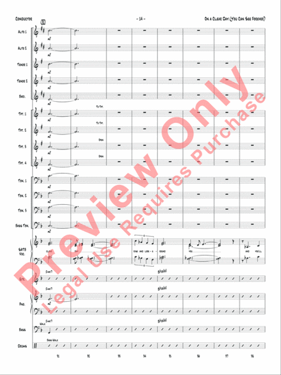 On a Clear Day (You Can See Forever) Jazz Ensemble scores gallery preview page 17